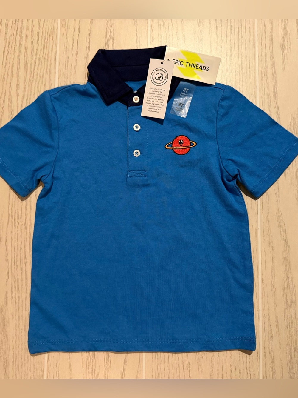 NWT Epic Threads‎ Boys 3T Blue Space Rocket Polo Shirt